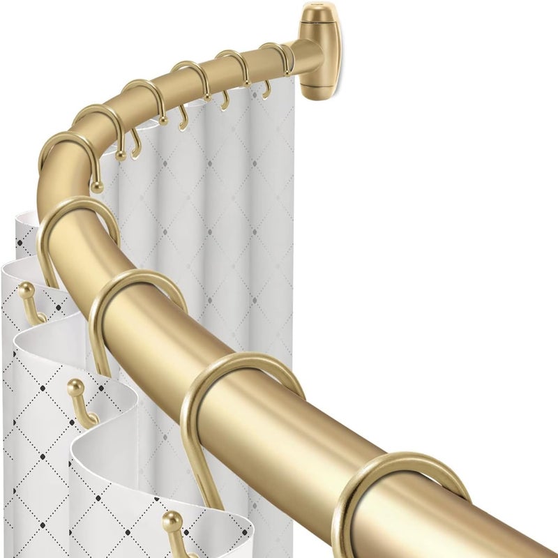 TOPROD Curved Shower Curtain Rod, Round Shower Curtain Rod 48 to 72 Inches Adjustable, Rounded Bowed Stainless Steel Shower Rods for Bathroom, Bathtub, More Shower Space, Bright Gold, Need to Drill - Image 1